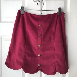 LC Lauren Conrad Suede Button Front Scallop Skirt